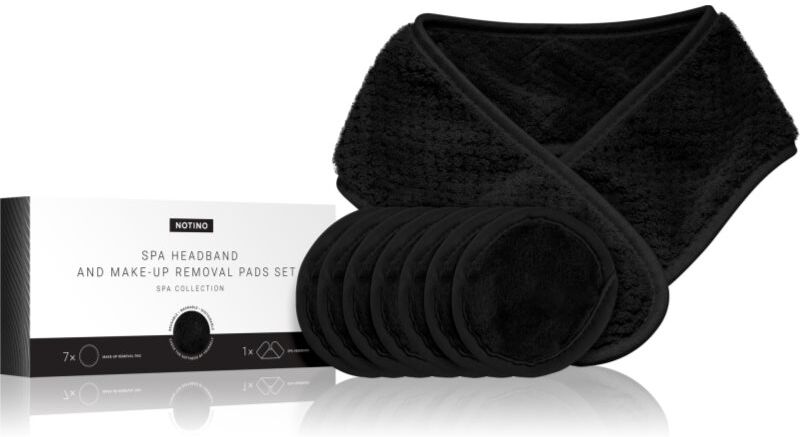 Notino Spa Collection Spa headband and make-up removal pads set makeup remover set with spa headband Black 7 pc