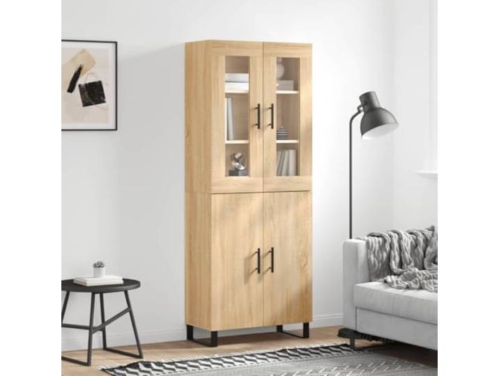 LPERTGFHU Highboard Sonoma-Eiche Stauraumschrank 69.5x34x180 cm Elegantes Design, Metallfüße für Stabilität, Viel Stauraum, Vielseitig nutzbar
