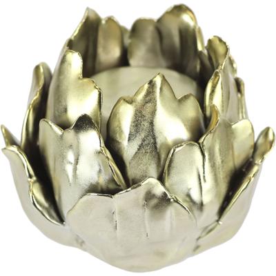 Kerzenhalter I.GE.A. "Artischocke, Teelichthalter aus Keramik, Höhe ca. 9 cm", gold (goldfarben), H:9cm Ø:10cm, Keramik, Kerzenhalter, Kerzenhalter, passend für eine Stumpenkerze oder Teelichtkerze mit Ø 4 cm