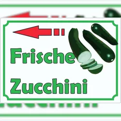 HB-Druck Frische Zucchini Werbeaufkleber mit Pfeil nach links Hofladen Verkaufsförderung A3 (297x420mm)