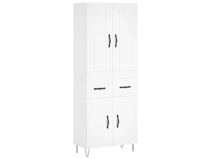 Kaorsrow Highboard Schrank Weiß 69,5x34x180 cm Holzwerkstoff Metall Mehrzweck Kommode mit Metallfüßen und Flügeltüren für geordnete Aufbewahrung im Wohnzimmer und Essbereich.