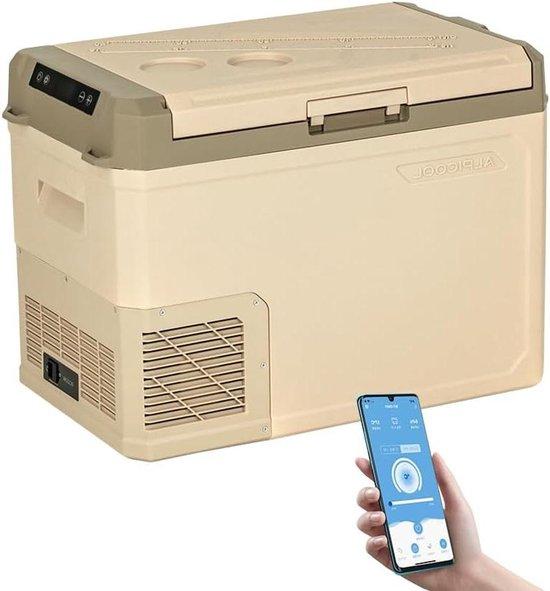 Elektrischer Kühlschrank - Tragbarer Gefrierschrank - Ideal für Reisen und Camping - Batterieüberwachung - 40 Liter - Braun