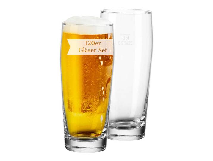 Van Well Willi Becher Geeicht Willy transparent 0,5 l 120er Set, Transparent, Glas, Gläser, Biergläser