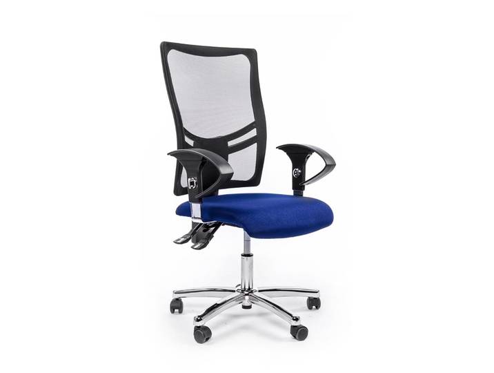Bürostuhl Topstar Net Point 10 mit 1D Armlehnen, Blau/Verchromt, Neu, Ergonomischer Stuhl - ideal für flexibles Arbeiten