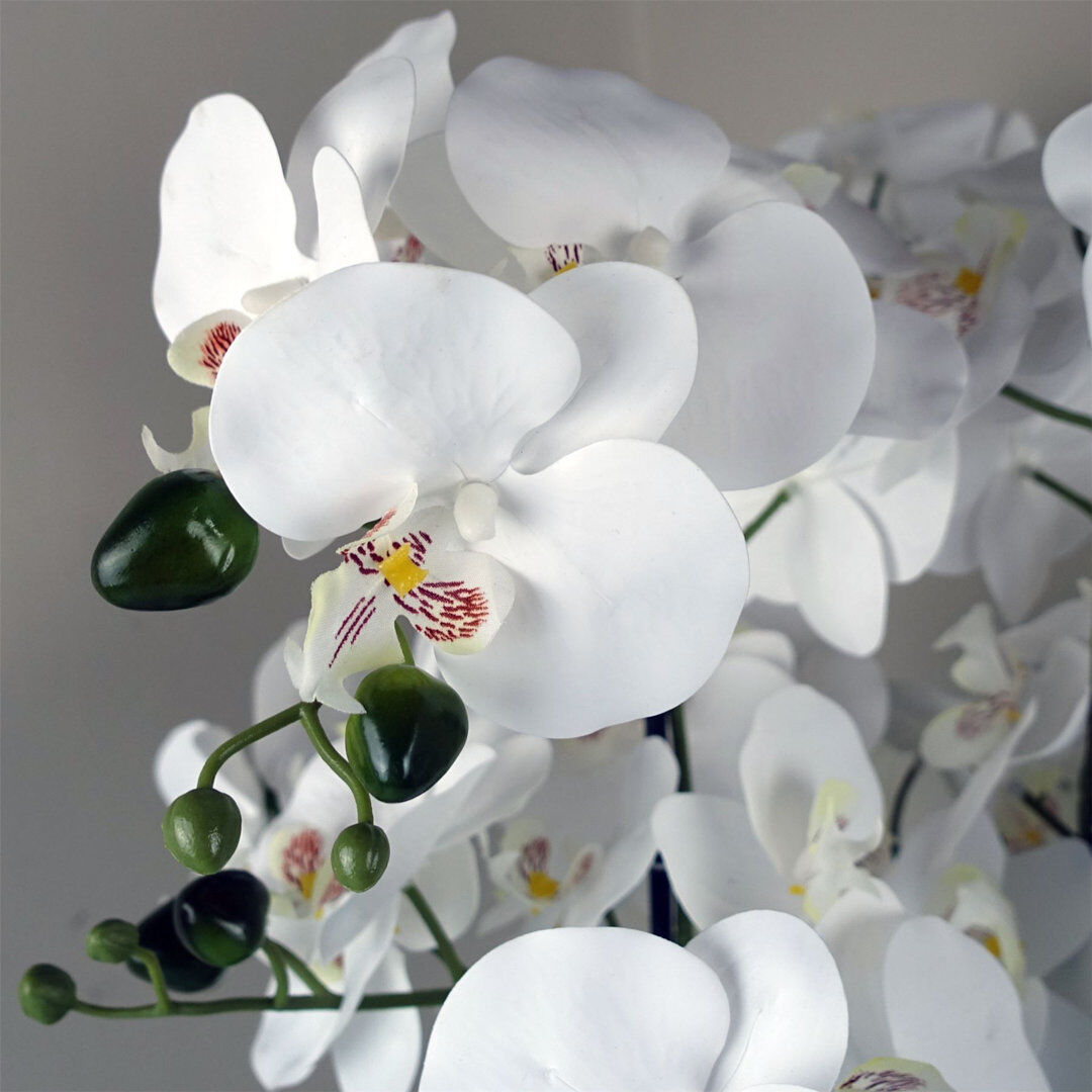 Leaf Plastic, Silk Artificial Arrangement in Planter White 50cm H X 40cm W X 40cm D
