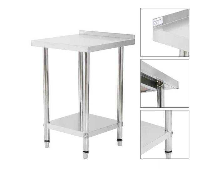 Table de travail - Plan de travail prof - étagère inox - Blanc