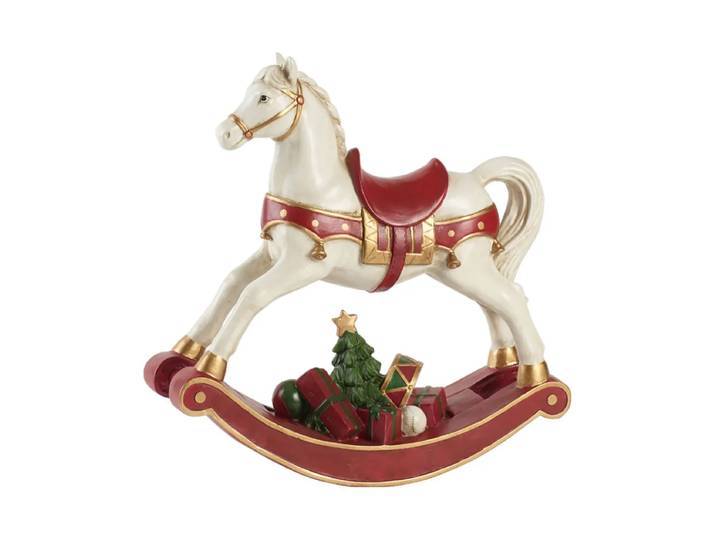 Villeroy & Boch Décoration cheval à bascule Winter Collage Blanc-rouge