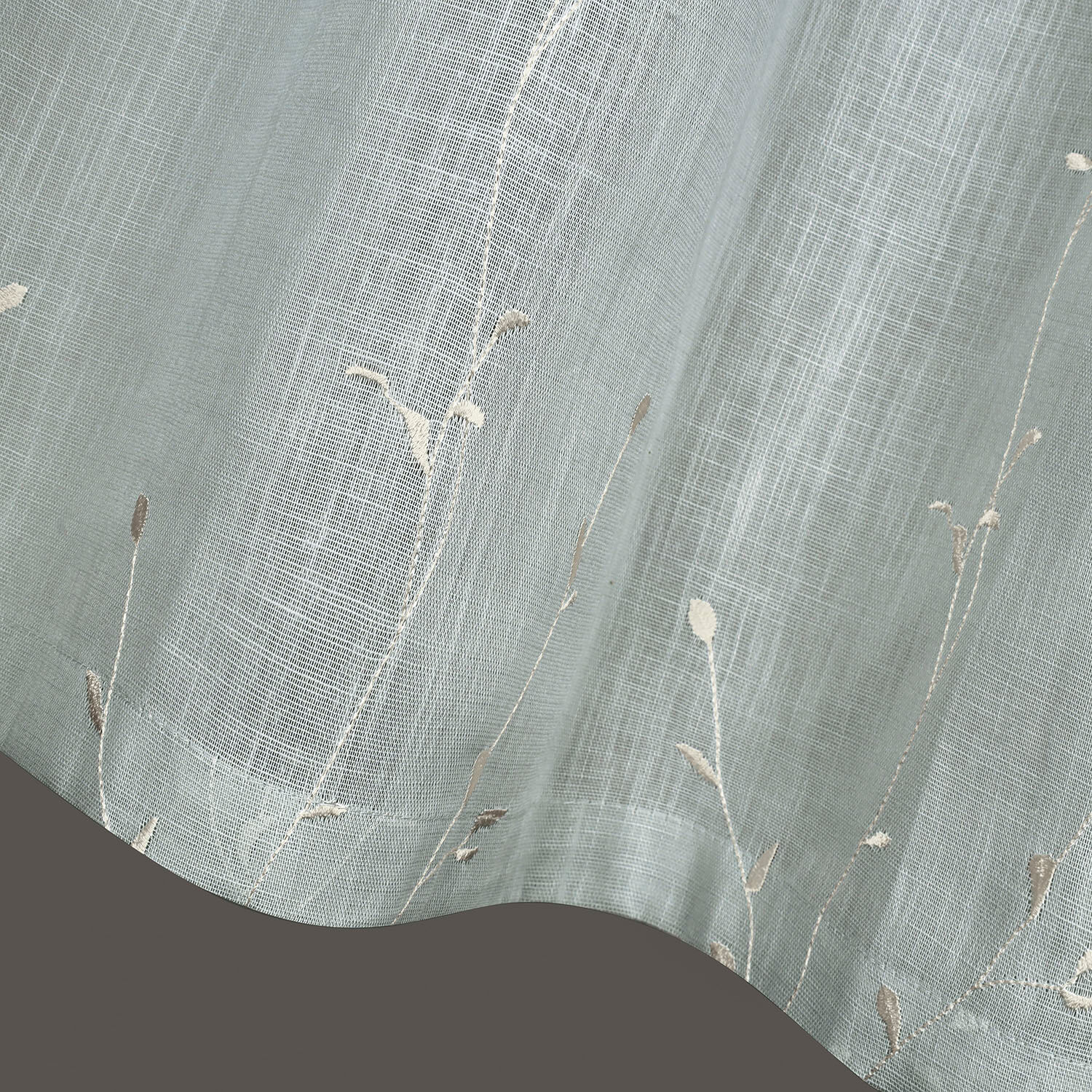 Scheibengardine GERSTER "Elfi" Gr. 1, beige (creme, grau), B:150cm H:50cm, Voile, Baumwolle, Gardinen, Scheibengardine, SB-Schlaufenbistro "Elfi" Bio BW creme, grau 50cm, Schlaufen, 150cm