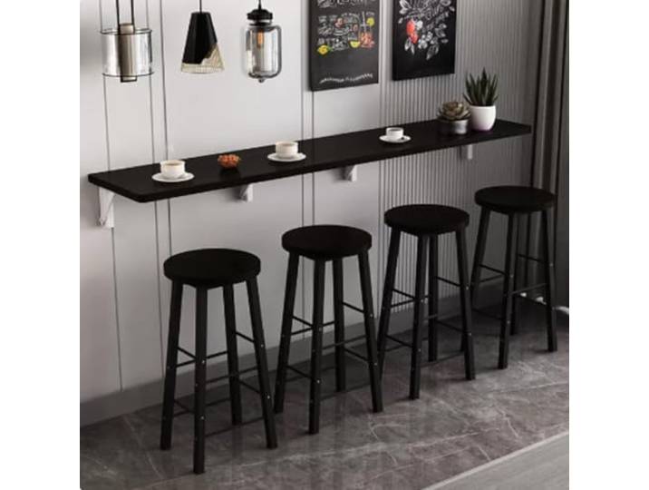 Platzsparender Klapp-Esstisch für die Wand – Vielseitiger Küchentisch für kleine Räume. Wandtisch ideal für moderne Esszimmer und Wohnlösungen (Schwarz, 140 x 40 x 15,7 Zoll)