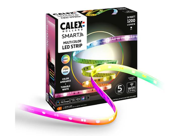 Calex Smart LED-Streifen 5M, RGBIC, Kürzbar, Dimmbar, Musiksync