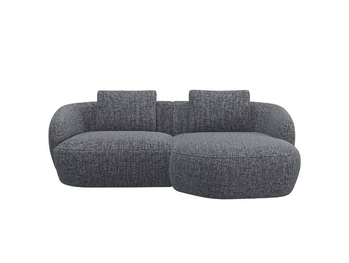 Wohnlandschaft, Polyester, Forrest Grau, 217×146 cm, Rund, L-Form, Modern, FLEXLUX