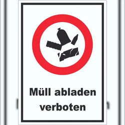 HB-Druck Müll abladen verboten Symbol Aufkleber A5 (148x210mm)