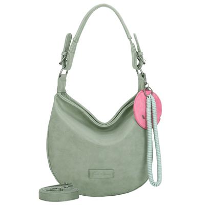 Schultertasche FRITZI AUS PREUSSEN "Fritzi Hobo", Damen, Gr. B/H/T: 10cm x 31cm x 33cm, grün (hellgrün), Lederimitat, unifarben, Taschen Schultertasche, mit abnehmbaren Schultergurt