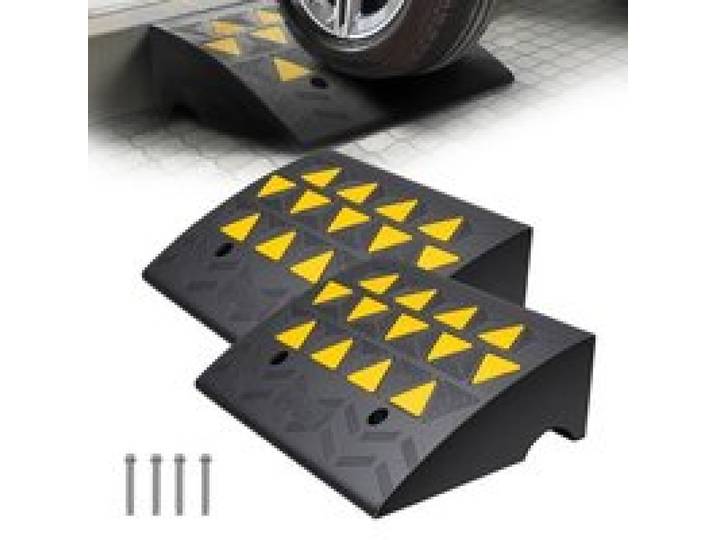 VEVOR Rampe de Seuil Hauteur 15,2 cm 2PCS Rampes Trottoir Caoutchouc Capacité Charge 15 tonnes Rampe Accès Fauteuil Roulant avec Structure Grillagée Stable pour Passage Voitures Motos 49,1x37x15,2 cm