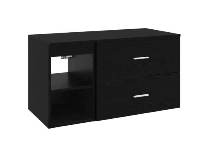 hliofuir Badezimmermöbel-Set 2-teilig Wandhängend Schwarze Eiche Praktische Hängeschränke mit Schublade und Regalfach für Waschtisch und Gäste-WC. Pflegeleichtes Design schafft Raum.
