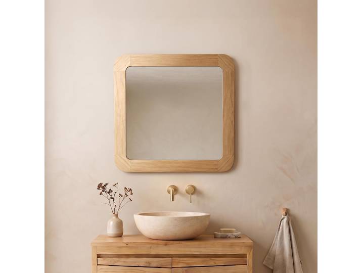 Miroir de salle de bain carré 70 cm x 70 cm avec bords arrondis