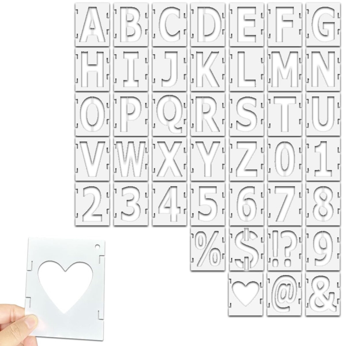 Dailygoods Cijfersjablonen Vintage Letters Groot formaat 7,6 cm Kunststof