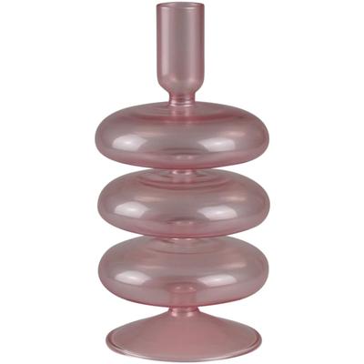 Kerzenständer AM DESIGN "aus roséfarbenem Glas", rosa (rosé), B:10cm H:20cm, Glas, Kerzenhalter, stilvolle Ergänzung für romantische Dekorationen