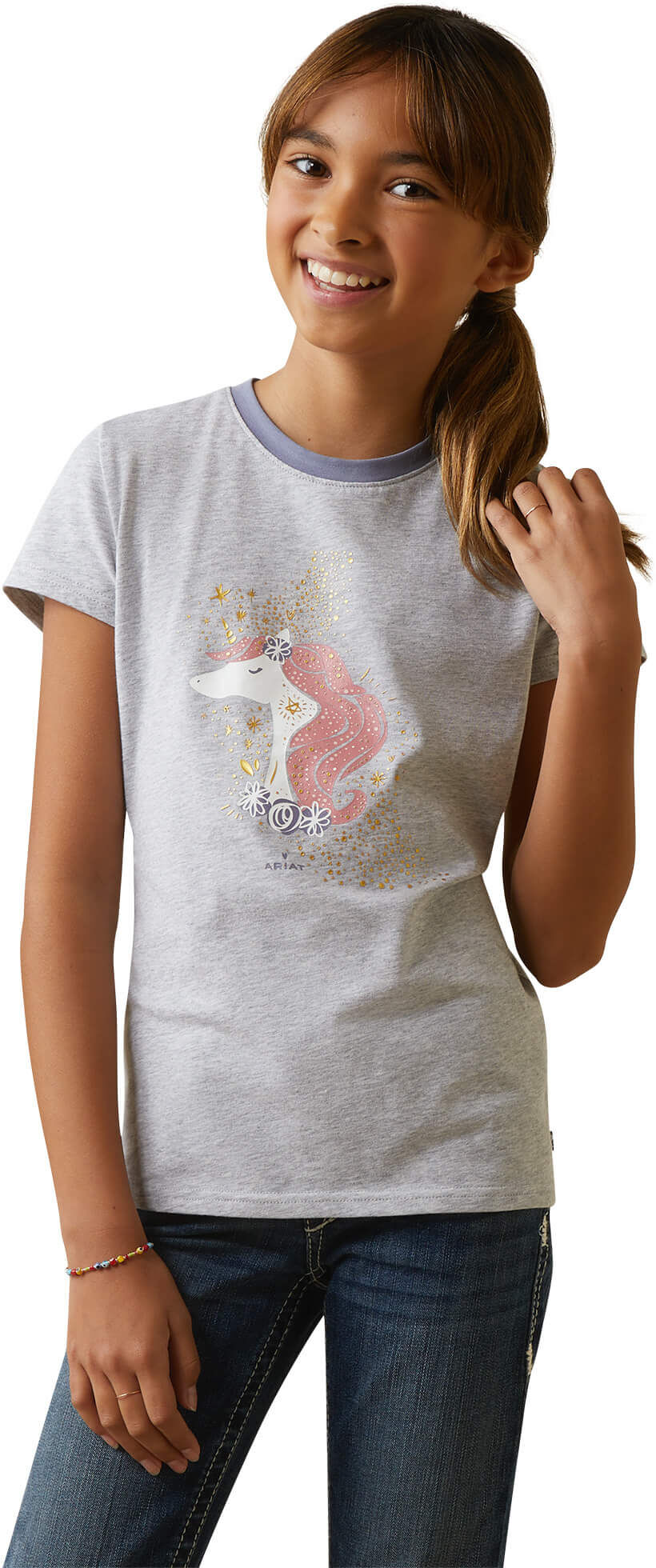 Kid's Imagine T-Shirt in Heather Grey Cotton, Size: 2XL by Ariat