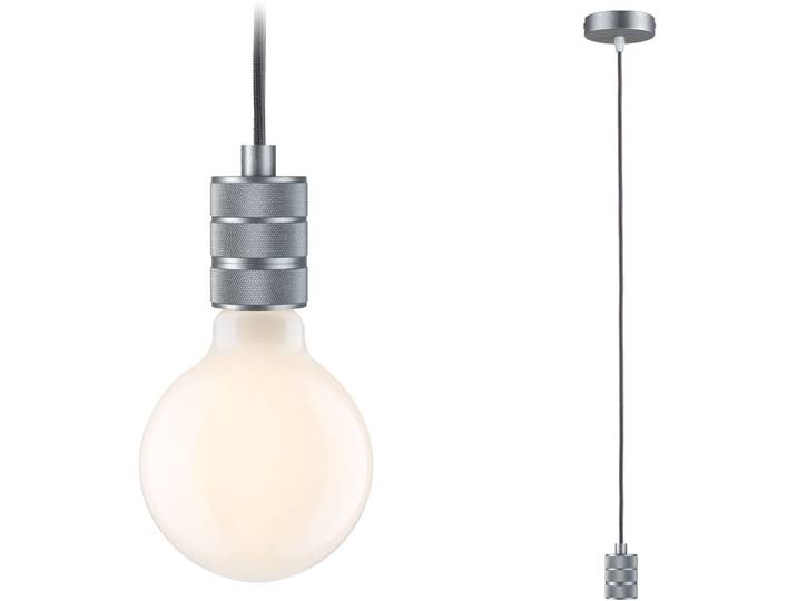 PAULMANN Pendelleuchte Tilla , grau (aluminiumfarben), 1, Ø 10cm, 1 Stk., Leuchten, E27, max. 1x60W E27, 230V, Stoff/Metall, Pendelleuchte