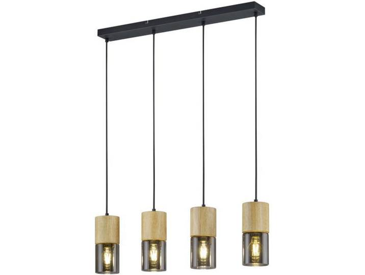 Marama Hängeleuchte Mia, Schwarz, Holz, Glas, Pinie, massiv, Uni, 10x150x80.5 cm, höhenverstellbar, Lampen & Leuchten, Innenbeleuchtung, Hängeleuchten, Pendelleuchten