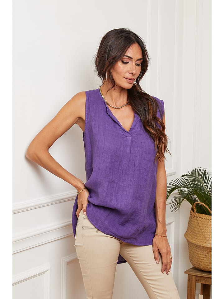 Fleur de Lin Leinen-Top "Harley" in Lila - L