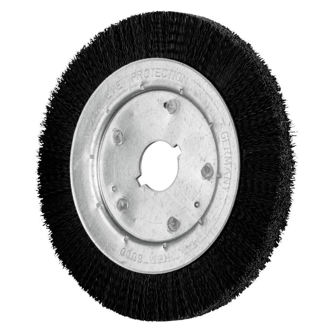 Pferd Rundbürste schmal ungezopft RBU Ø200x16xvariable Bohrung Kunststoffbesatz-Ø0,40 (RBU 20016/22,2 NYLON 0,40)
