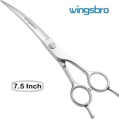 Uplift Picks Professional Curved Dog Grooming Scissors 7.5 Inch Stainless Steel Pet Hair Cutting Shears silver