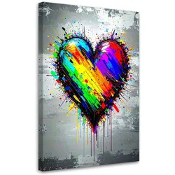 LEINWANDBILD Buntes Herz Graffiti Street Art 80x120cm