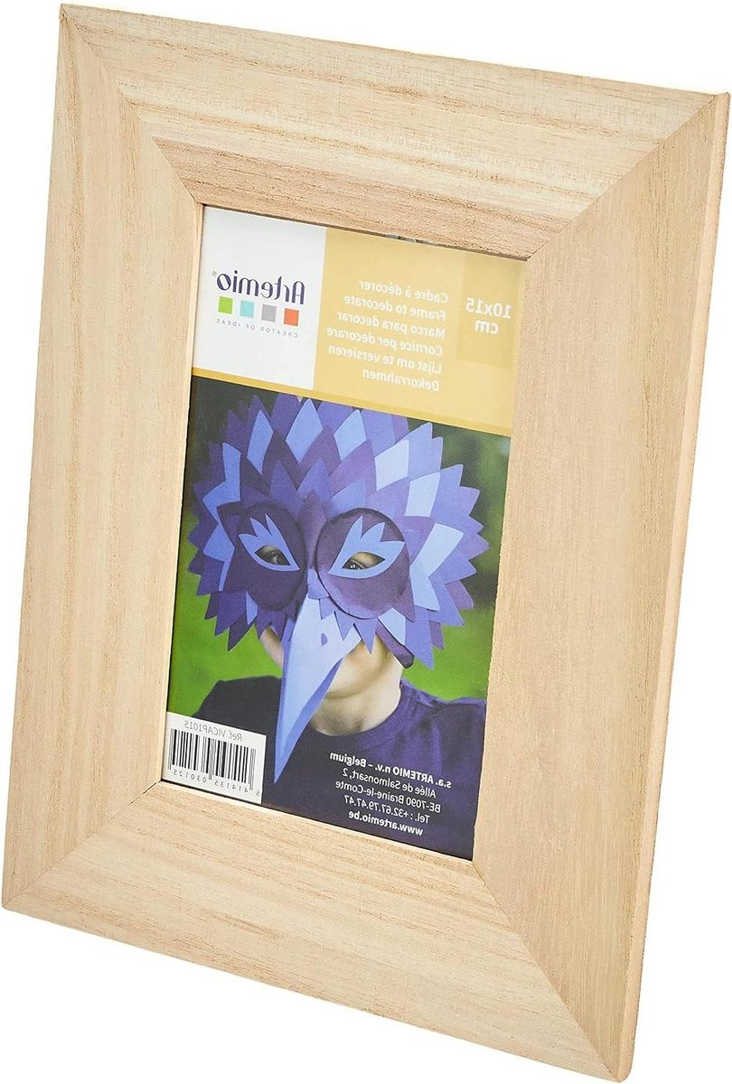 Houten fotolijst met standaard in beige, 10x15 cm