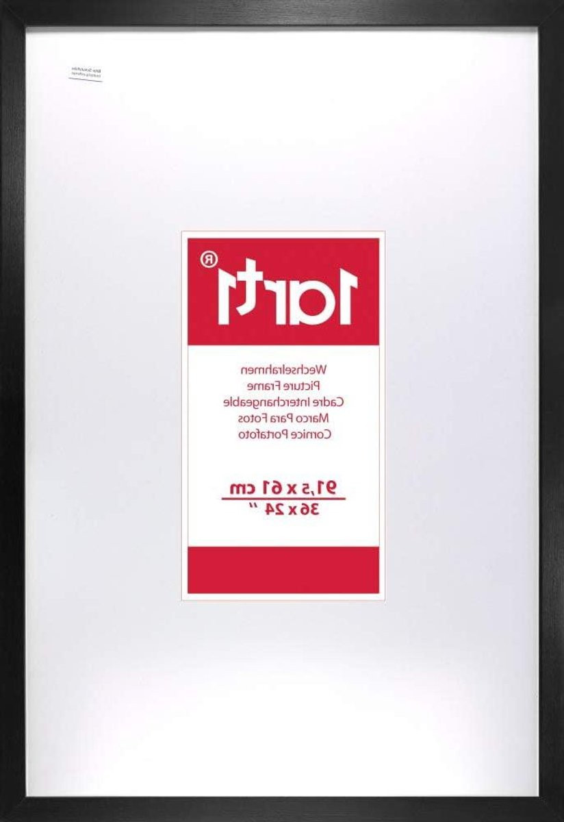 Zwarte wanddecoratie poster met lijst - 91 x 61 cm