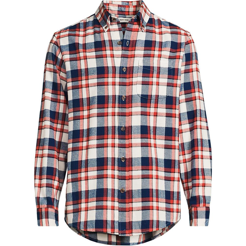 Flanellhemd Flagship, Classic Fit für Herren, Herren, size: regular, Blau, Baumwolle/Baumwoll-Mischung/Polyester-Mischung, by Lands' End