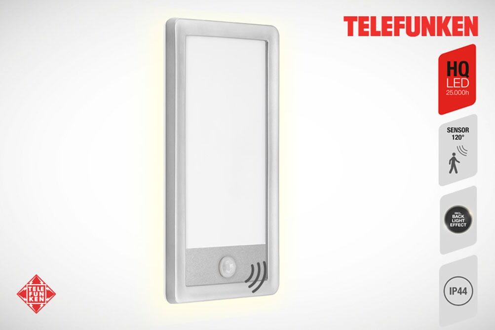 LED Außen-Wandleuchte TELEFUNKEN "NIZZA", silber (weiß, neutral), Leuchten, LED Außen-Wandleuchte