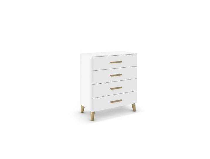 Rauch Möbel ADITIO, Kommode, Farbe Weiß, Breite 80 cm Sideboard im Skandi-Design, 4 Schubladen, Soft-Close, Massivholz Griffe und Füße, für Schlafzimmer, Gästezimmer, Wohnzimmer