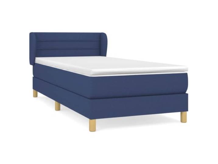 PUGYNBK Boxspringbett, Blau, 90 x 200 cm, mit Matratze Verstellbares Kopfteil, Taschenfederkerne, mittlere Festigkeit, atmungsaktives Gewebe