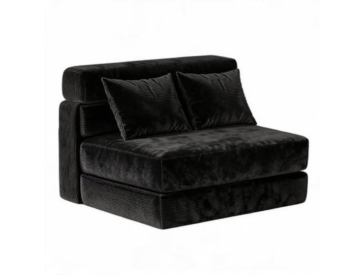 FairyLee 2-in-1 Cord-Schlafcouch mit Kissen – Klappbare Wohnlandschaft, Abnehmbarer waschbarer Bezug, hochdichter Schaumstoff – Schwarz