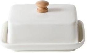 Useful Little Things Ceramic Butter Dish With Airtight Lid Elegant Kitchen Butter Keeper white