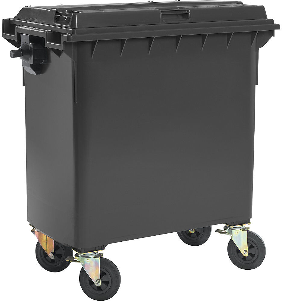 kaiserkraft Müllcontainer aus Kunststoff, DIN EN 840, Volumen 770 l, BxHxT 1360 x 1330 x 770 mm, anthrazit
