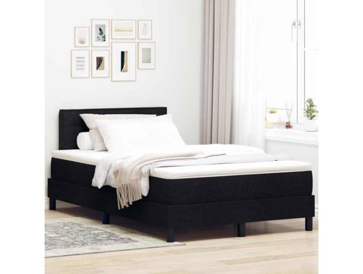 RJPLMFV Boxspringbett, Schwarz, 120 x 200 cm, Stoff Verstellbarer Kopf, 2 Ebenen, Schaumstoff und Taschenfedern, inklusive Latten, modernes Design