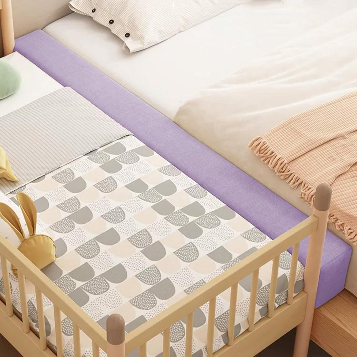 Bed spleetvuller matras verlenger in paars met hoge dichtheid schuim, B/D/H: 120 x 30 x 18 cm