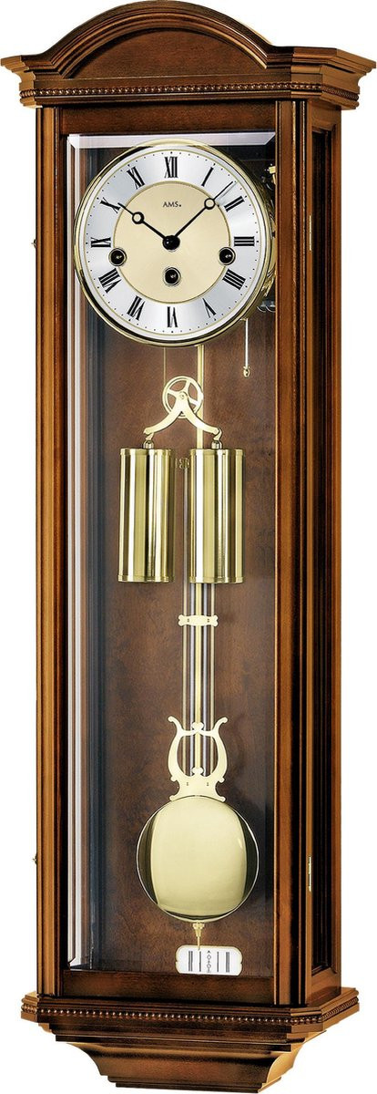 AMS 2672/9 Analoge Wandklok met Slinger van Hout en Glas