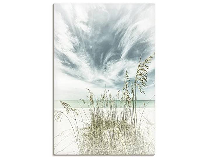 ARTLAND Wanddeko Leinwand Bilder Wandbild Strandbild Meer Gräser Himmel Strand Sommer U2FZ