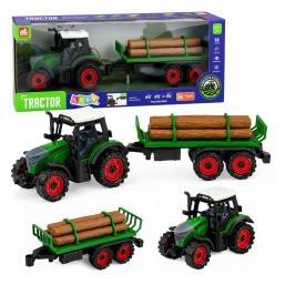 Lean Toys Traktor mit Holzanhänger, Reibradantrieb (78243867)