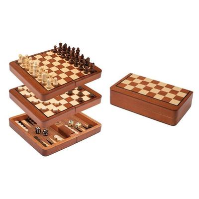 Schach Backgammon Dame Set, Reise, Feld 18 mm, magnetisch