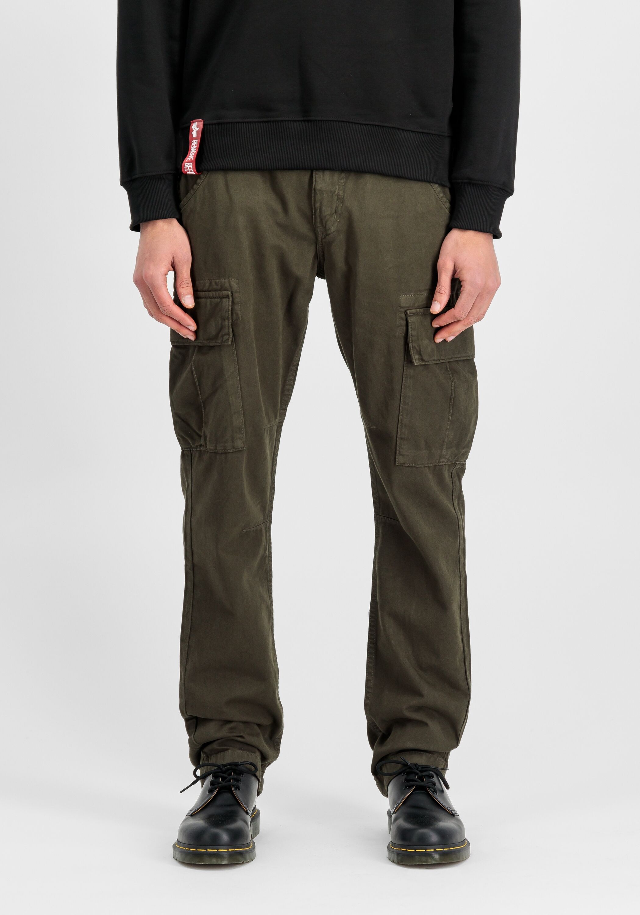 Cargohose ALPHA INDUSTRIES "Agent Pant", Herren, Gr. 29, Normalgrössen, schwarz (schwarz olive), Obermaterial: 100% Baumwolle. Futter: 100% Baumwolle, Hosen Cargohose schwarz olive 29, Normalgrössen