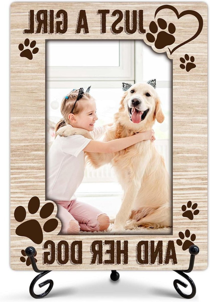Houten Fotolijst Wit - Hondenthema Huisdecoratie - 4x6 inch - Inclusief Geschenkdoos
