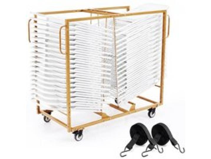 VEVOR Klappstuhlwagen für 40 Stühle Klappstuhlständer mit 226,8kg Tragkraft, Stuhlwagen zur Lagerung & Transport für Veranstaltungen, Kohlenstoffstahl, Feststellbare Schwenkräder, mit Griff, Goldbraun