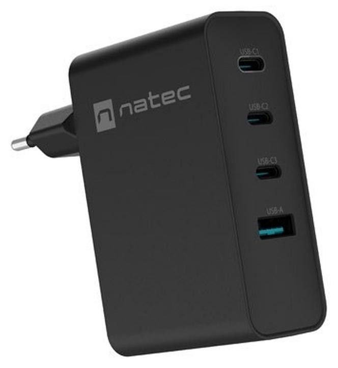 Natec NUC-2234 mobiele oplader voor laptop en smartphone, zwart, AC snellader voor binnenshuis