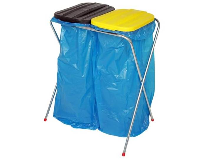 BRB Leichter Wertstoffsammler mit 2 eckigen Deckeln,HxBxT 810x660x410 mm, für 2x 70 o. 120 Liter-Müllsäcke