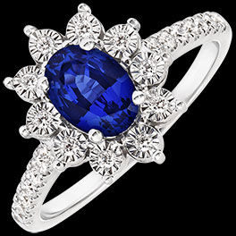 Edenly Ewiger Edelweiss Ring - Daisy Chic - 750/1000 WeiÃŸgold - Saphir und syn